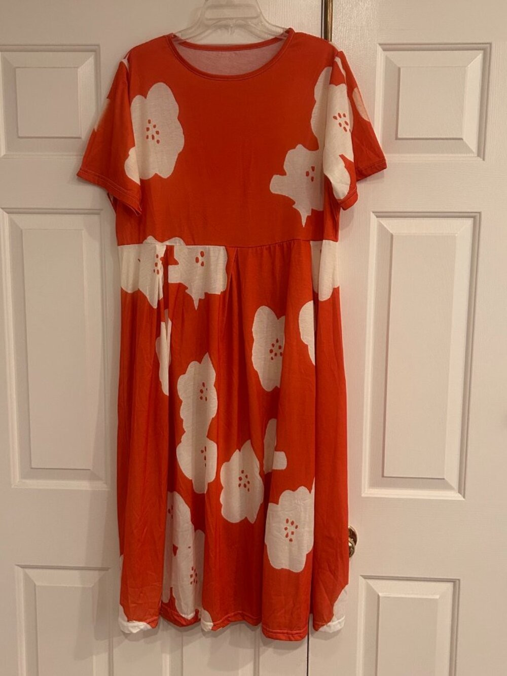 Floral Maxi Dress Orange and Off-White